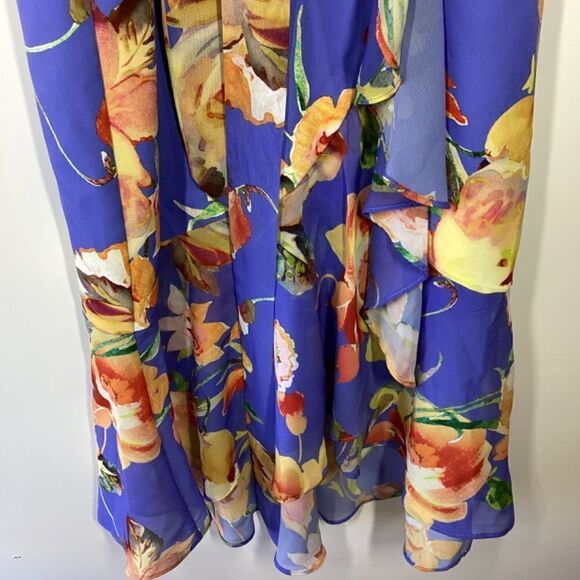 Adrianna Papell Printed Stretch Crepe Halter Dress High-Low Hem Size S - Picture 5 of 16